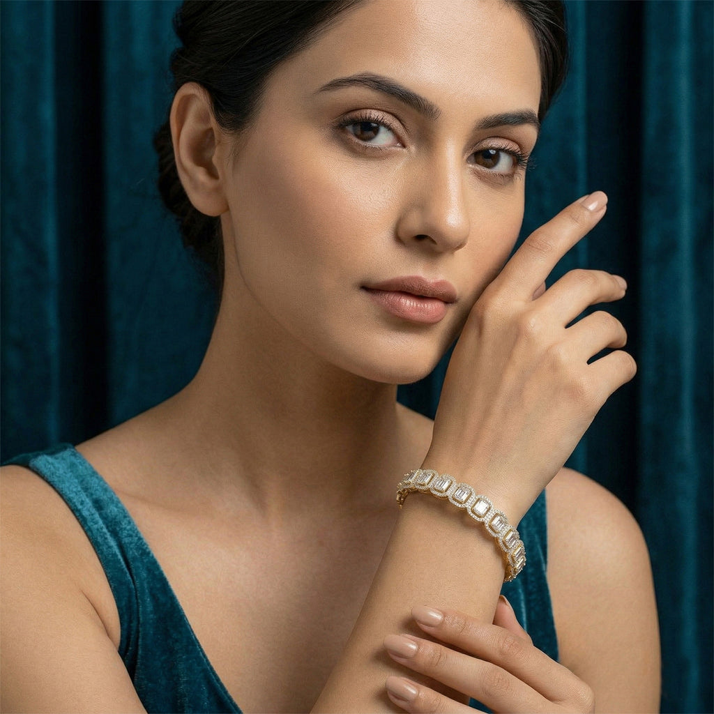70.33 Carat Solitaire Lab Grown Diamond Bangle In 14K Gold