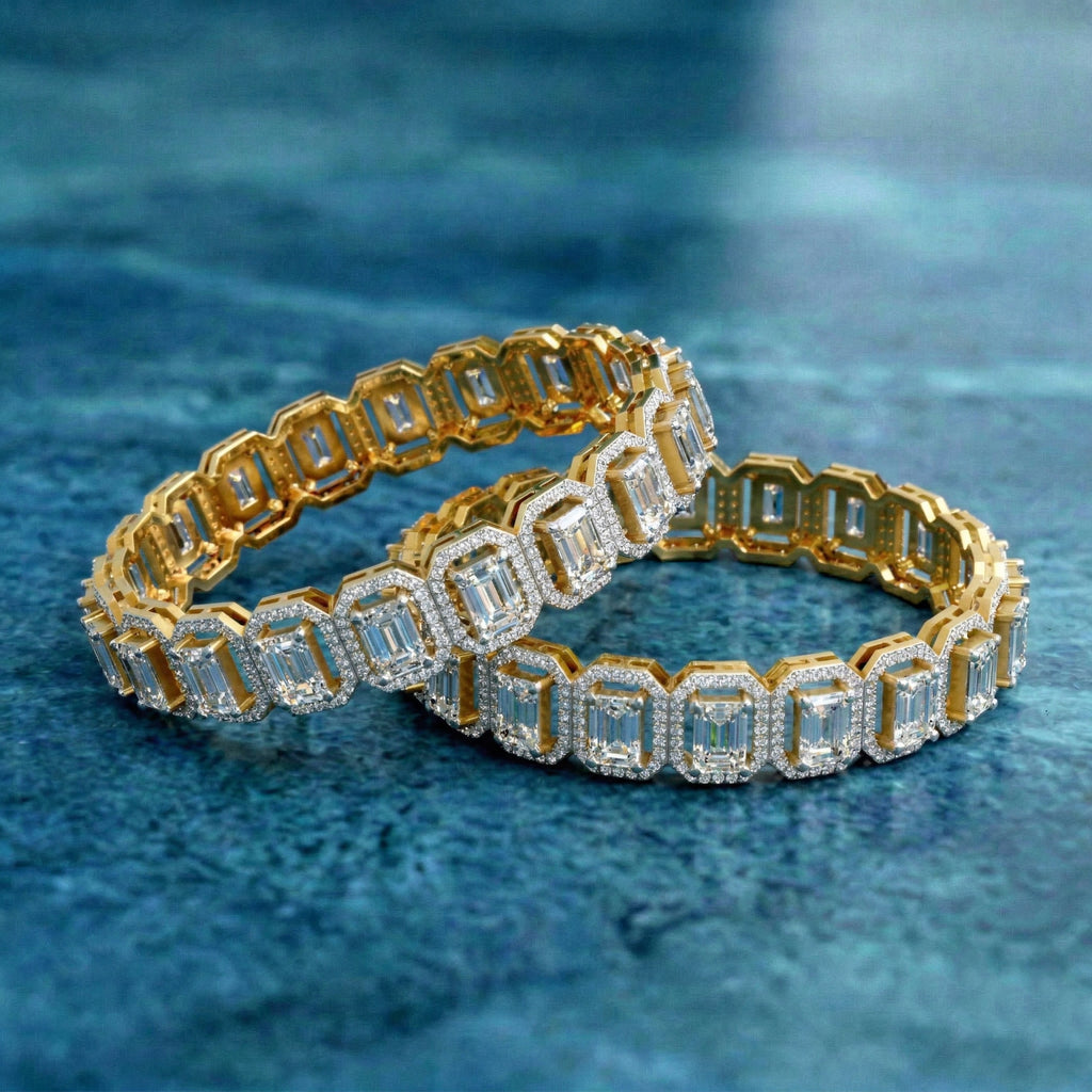 70.33 Carat Solitaire Lab Grown Diamond Bangle In 14K Gold