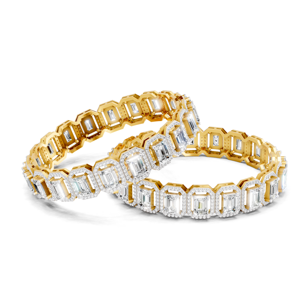 70.33 Carat Solitaire Lab Grown Diamond Bangle In 14K Gold