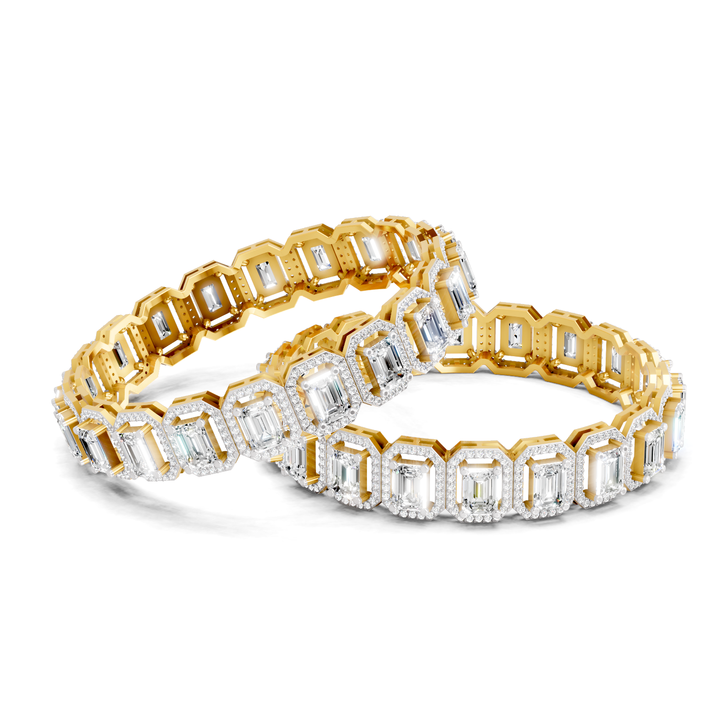 70.33 Carat Solitaire Lab Grown Diamond Bangle In 14K Gold