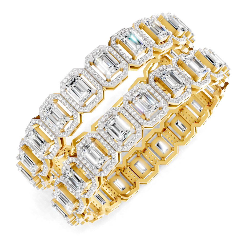 70.33 Carat Solitaire Lab Grown Diamond Bangle In 14K Gold