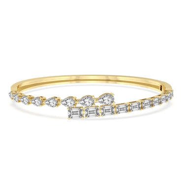 Sparkles 14K Gold Baguette & Pear-Shaped 4.92 Carat Bangle Bracelet