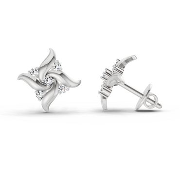 0.1 Ct Floral Stud Earrings | 14K White Gold  FG VS Quality Diamonds