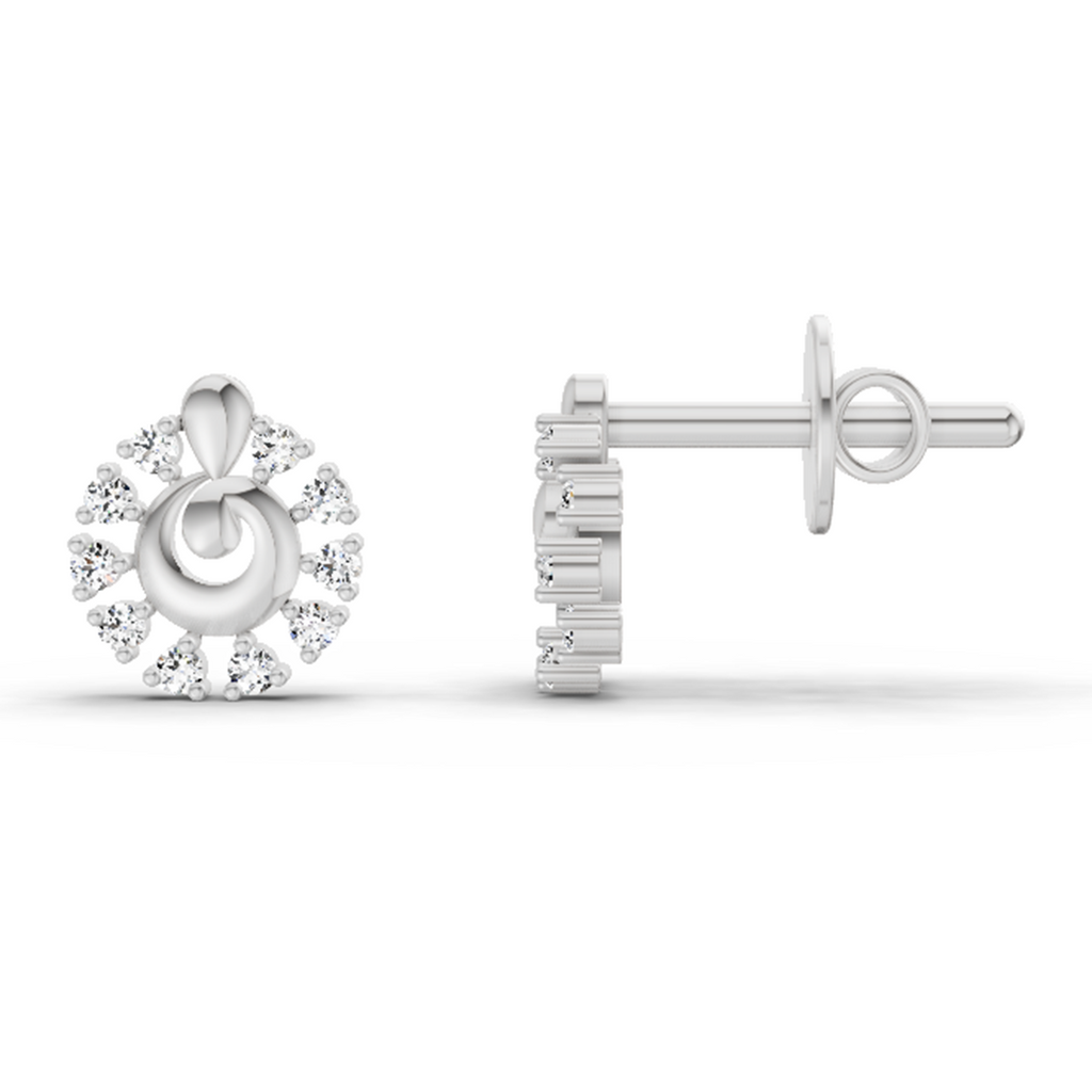 0.1 Carat Grace Circle Studs Earrings | 14K White Gold