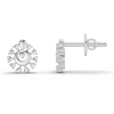 0.1 Carat Grace Circle Studs Earrings | 14K White Gold