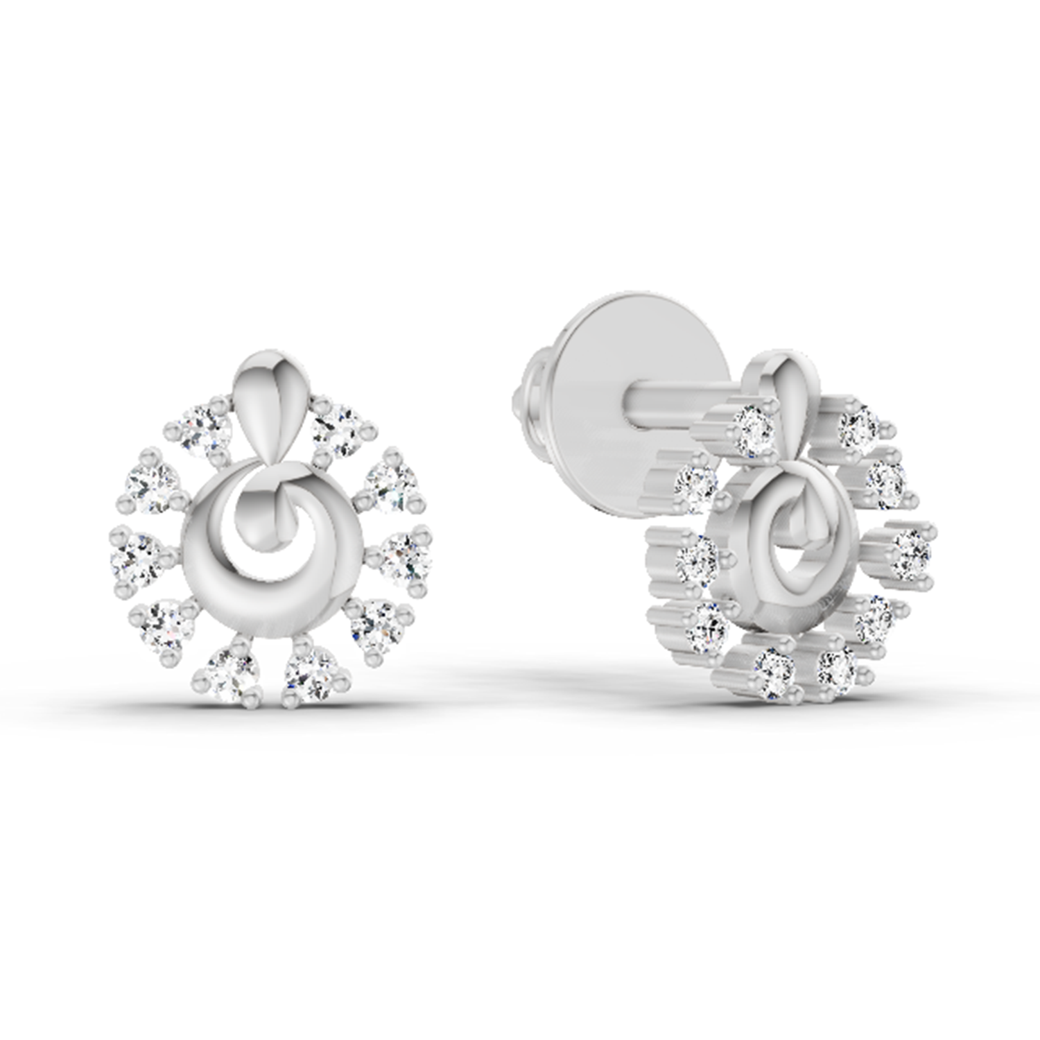 0.1 Carat Grace Circle Studs Earrings | 14K White Gold