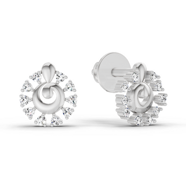 0.1 Carat Grace Circle Studs Earrings | 14K White Gold