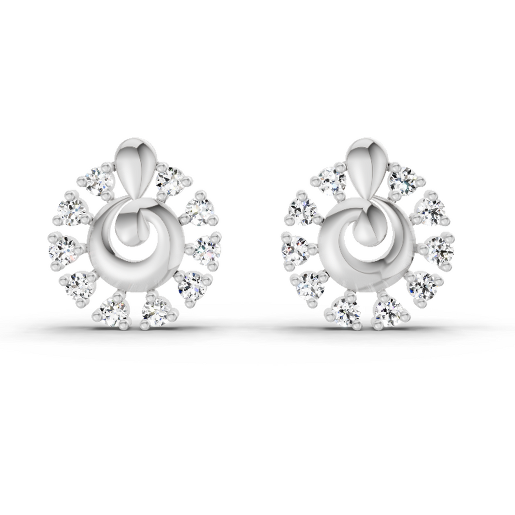 0.1 Carat Grace Circle Studs Earrings | 14K White Gold