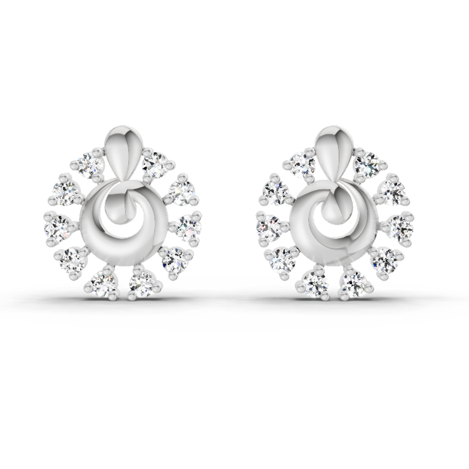 0.1 Carat Grace Circle Studs Earrings | 14K White Gold