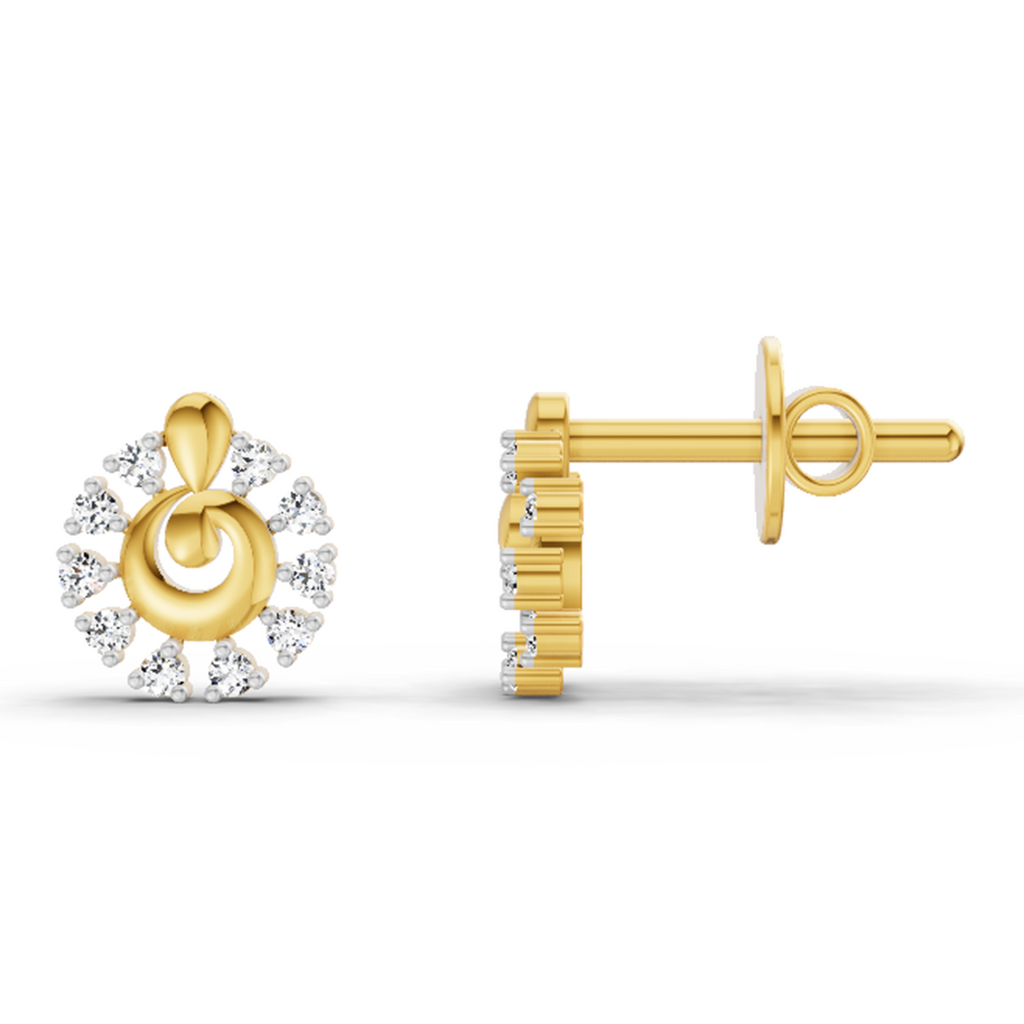 0.1 Carat Grace Circle Studs Earrings | 14K Yellow Gold