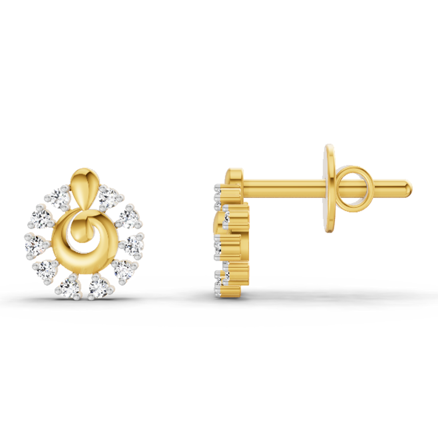 0.1 Carat Grace Circle Studs Earrings | 14K Yellow Gold