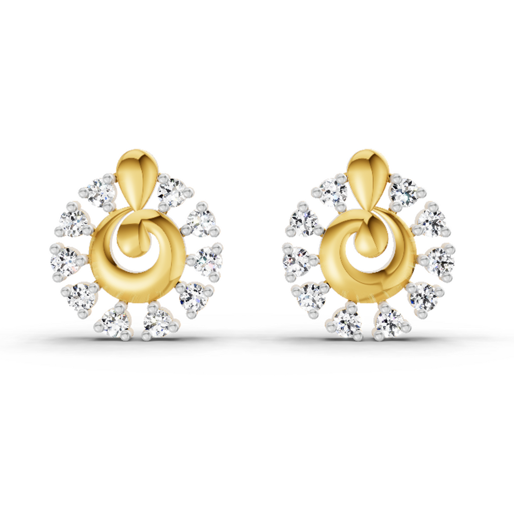 0.1 Carat Grace Circle Studs Earrings | 14K Yellow Gold