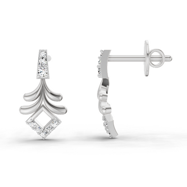 0.10 CtRound Shape Earrings | 14K White Gold  FG VS Quality Diamonds