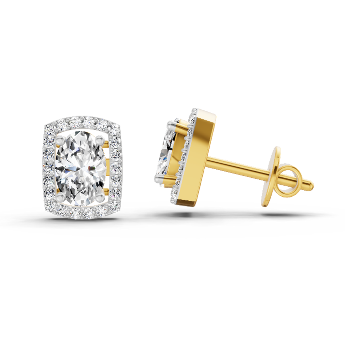 1.22 CtOval Shape Earrings | 14K Yellow Gold  FG VS Quality Diamonds