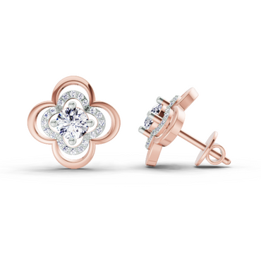 0.65 Ct Round Fashion Earrings | 14K Rose Gold  FG VS Quality Diamonds