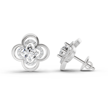 0.65 Ct Round Fashion Earrings | 14K White Gold  FG VS Quality Diamonds