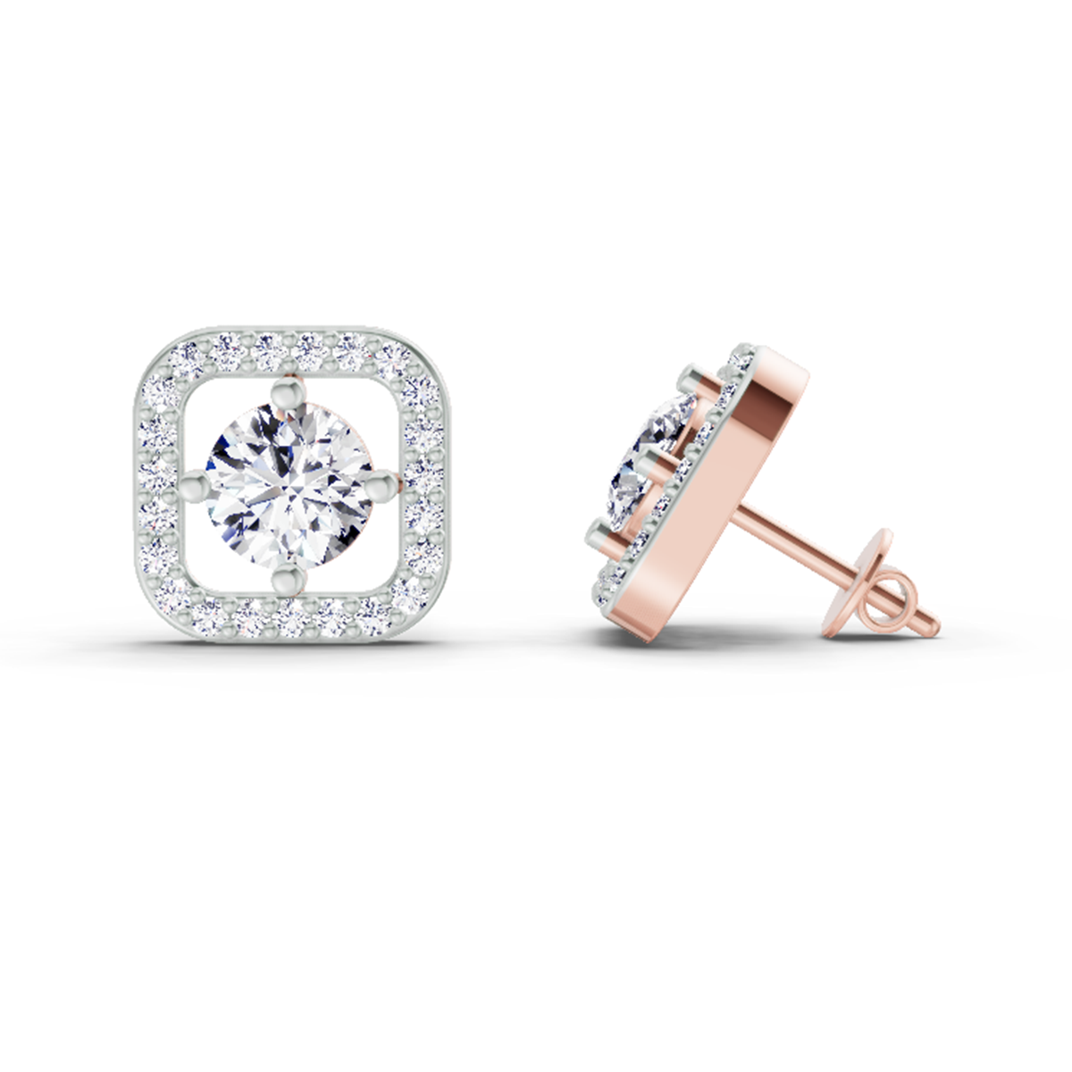 1.9 Ct Round Stud Earrings | 14K Rose Gold  FG VS Quality Diamonds