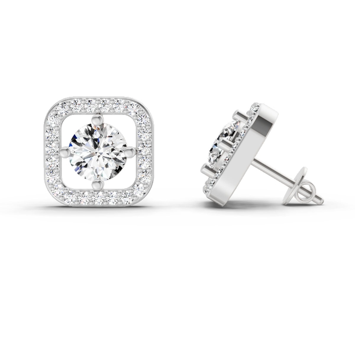1.9 Ct Round Stud Earrings | 14K White Gold  FG VS Quality Diamonds