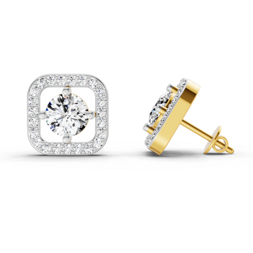 1.9 Ct Round Stud Earrings | 14K Yellow Gold  FG VS Quality Diamonds