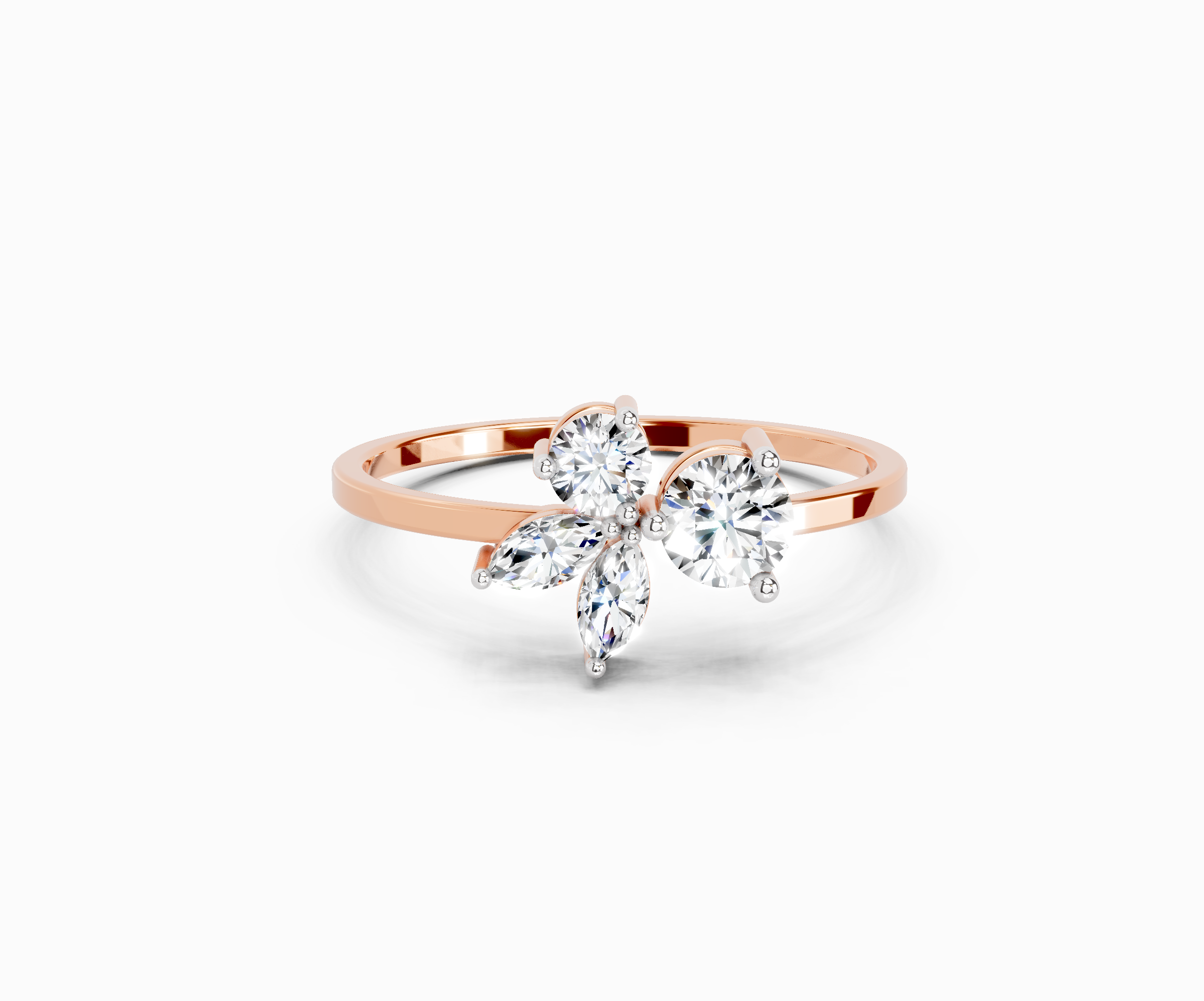 0.46 CTW Round & Marquise Diamond Cluster Ring in 14K Rose Gold