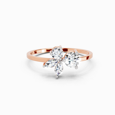 0.46 CTW Round & Marquise Diamond Cluster Ring in 14K Rose Gold