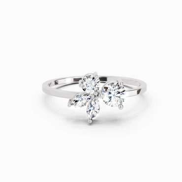 0.46 CTW Round & Marquise Diamond Cluster Ring in 14K White Gold