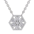 1.63 Ct Pear & Round Shape Floral Diamond Necklace | 14K White Gold