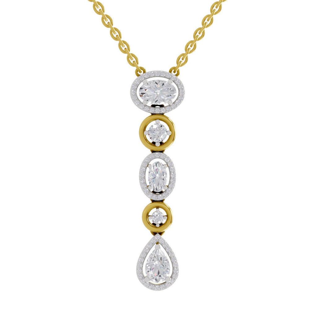 1.76 Ct Multi-Diamond Drop Necklace in 14K