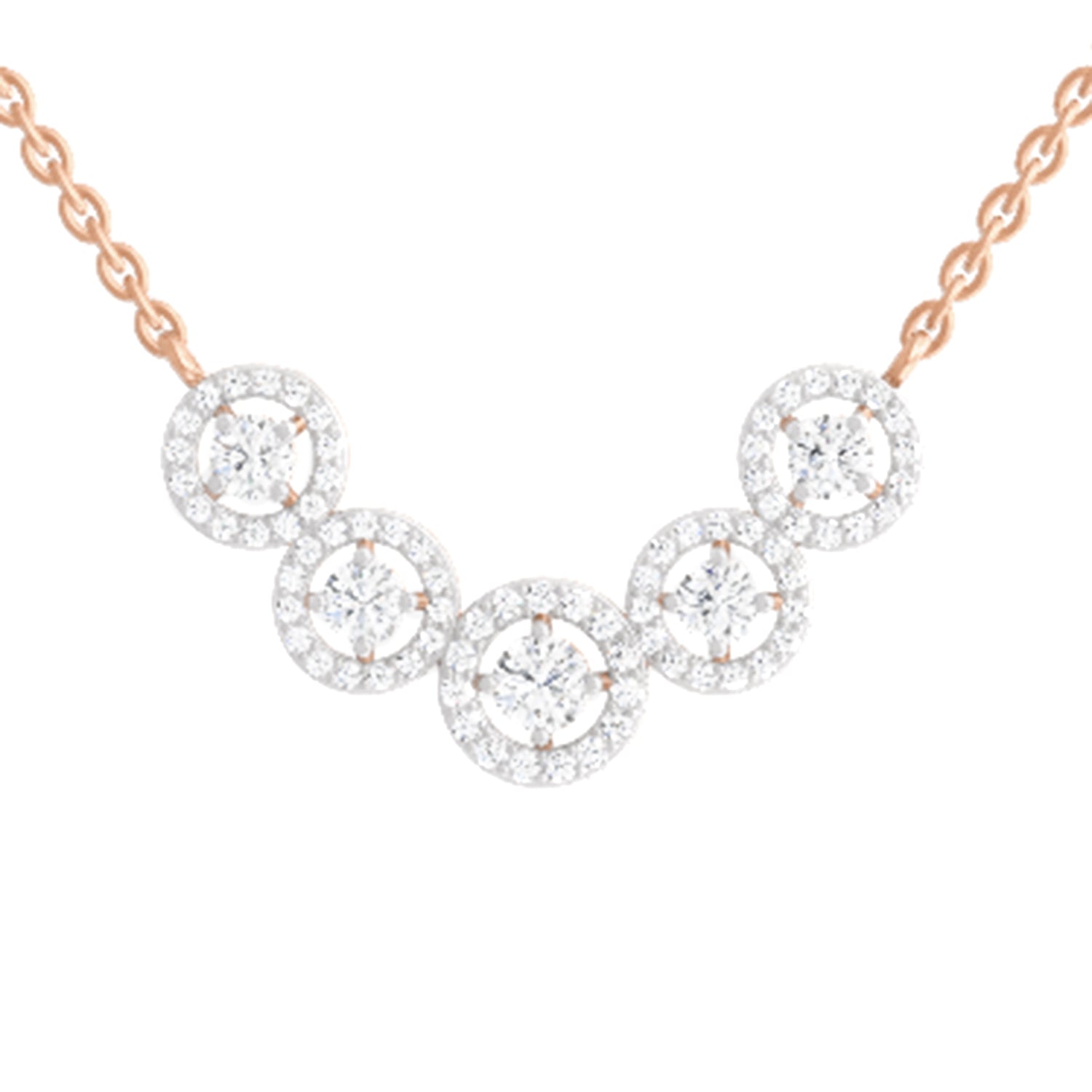 0.11 Carat Round 5 stone Necklace | 14K Rose Gold