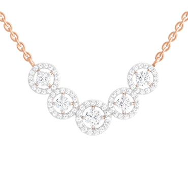 0.11 Carat Round 5 stone Necklace | 14K Rose Gold