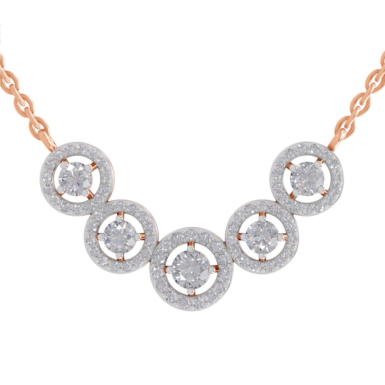 0.11 Carat 5 stone Necklace in 14K