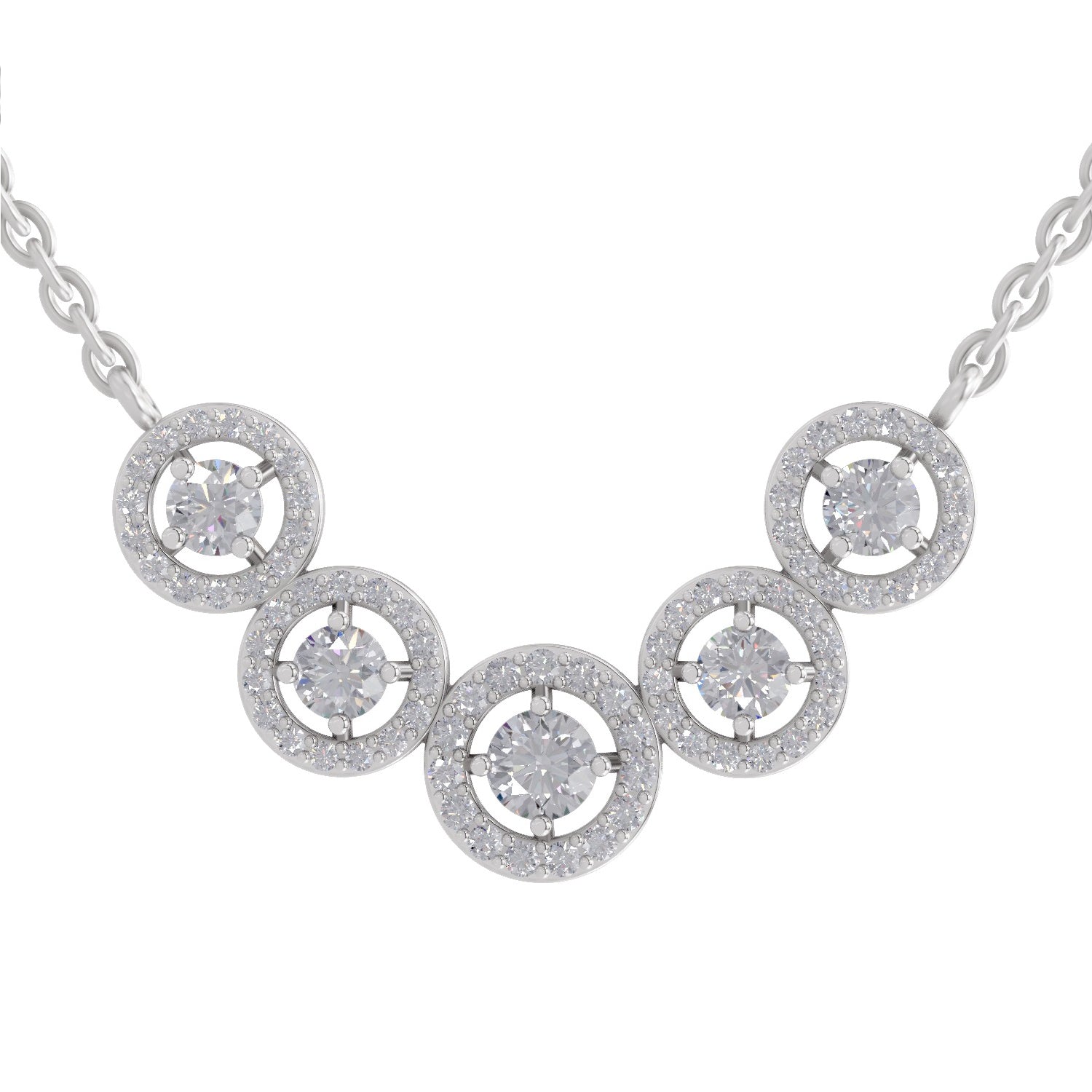 0.11 Carat 5 stone Necklace in 14K
