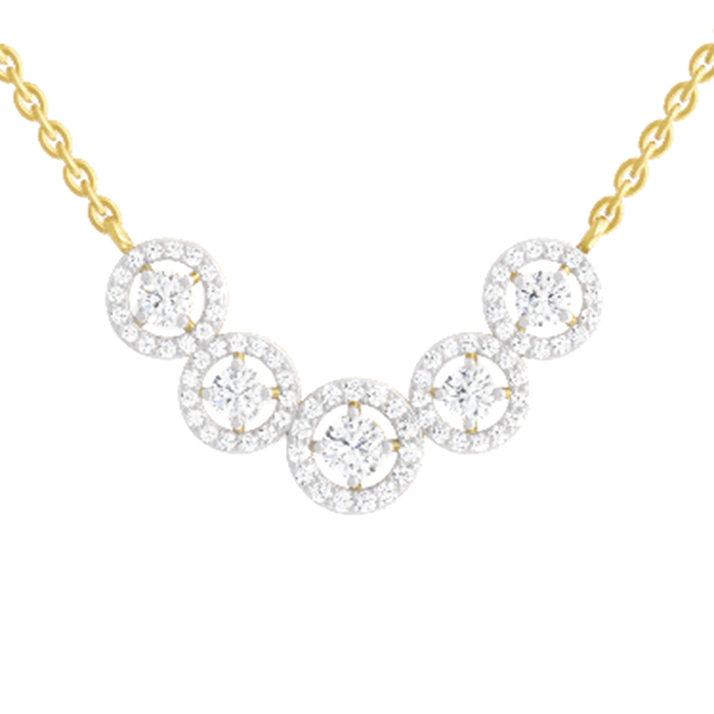 0.11 Carat 5 stone Necklace in 14K