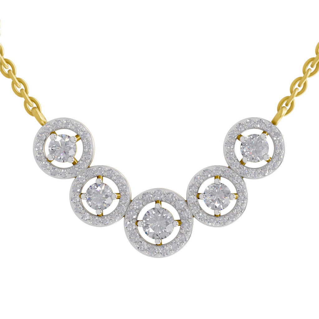 0.11 Carat 5 stone Necklace in 14K