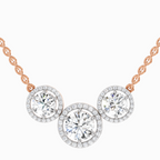 2.3 ct Triple Halo Pendant Necklace in 14K