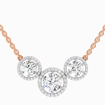 2.3 ct Triple Halo Pendant Necklace in 14K