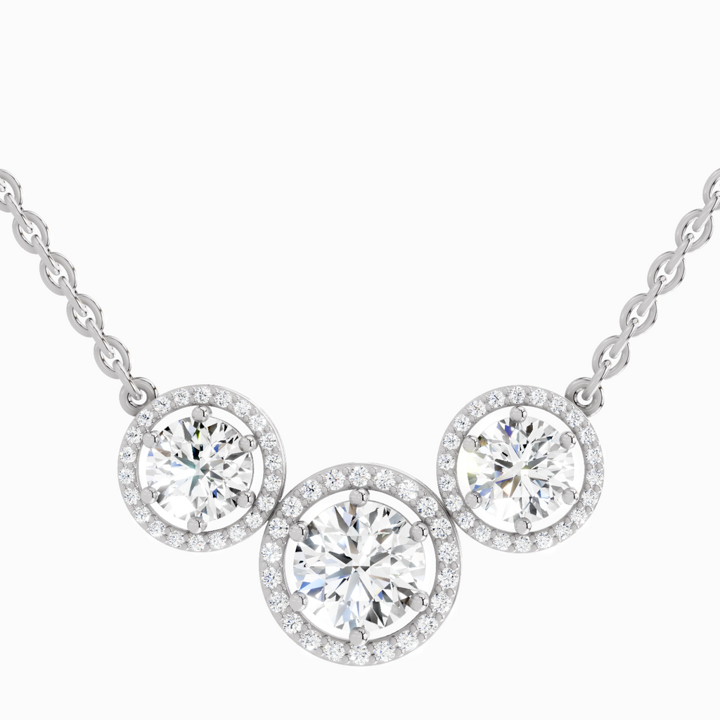 2.3 ct Triple Halo Pendant Necklace in 14K