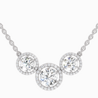 2.3 ct Triple Halo Pendant Necklace in 14K