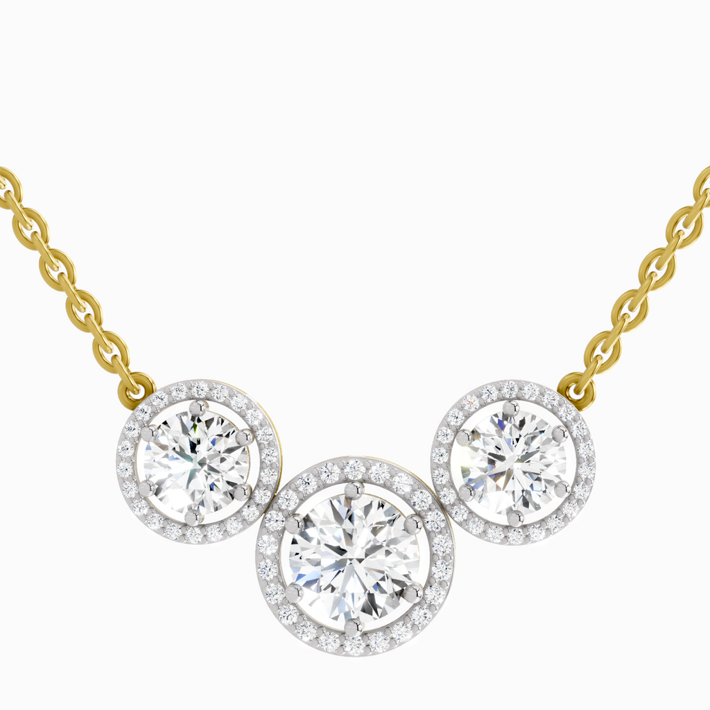 2.3 ct Triple Halo Pendant Necklace in 14K
