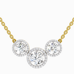 2.3 ct Triple Halo Pendant Necklace in 14K