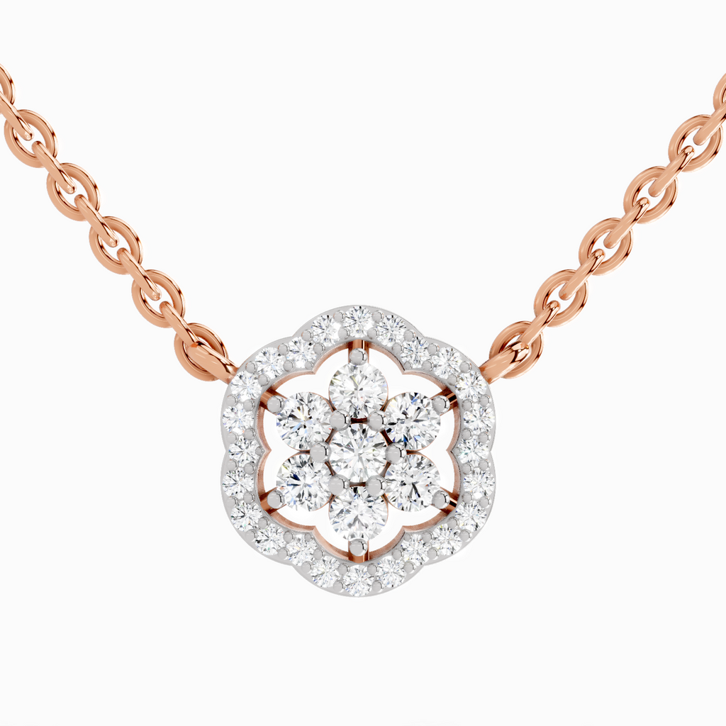 0.46 ct Flower Pendant Necklace in 14K