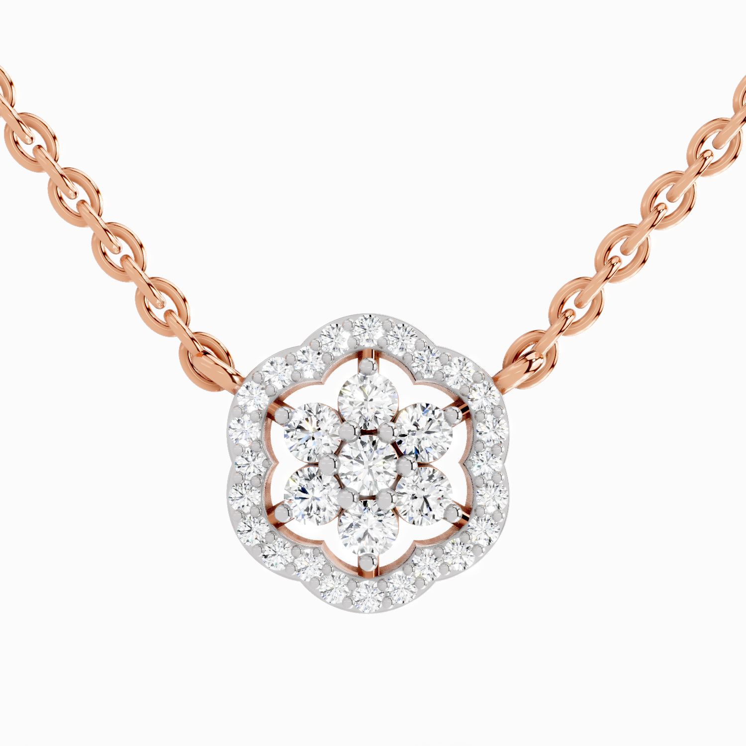 0.46 ct Flower Pendant Necklace in 14K