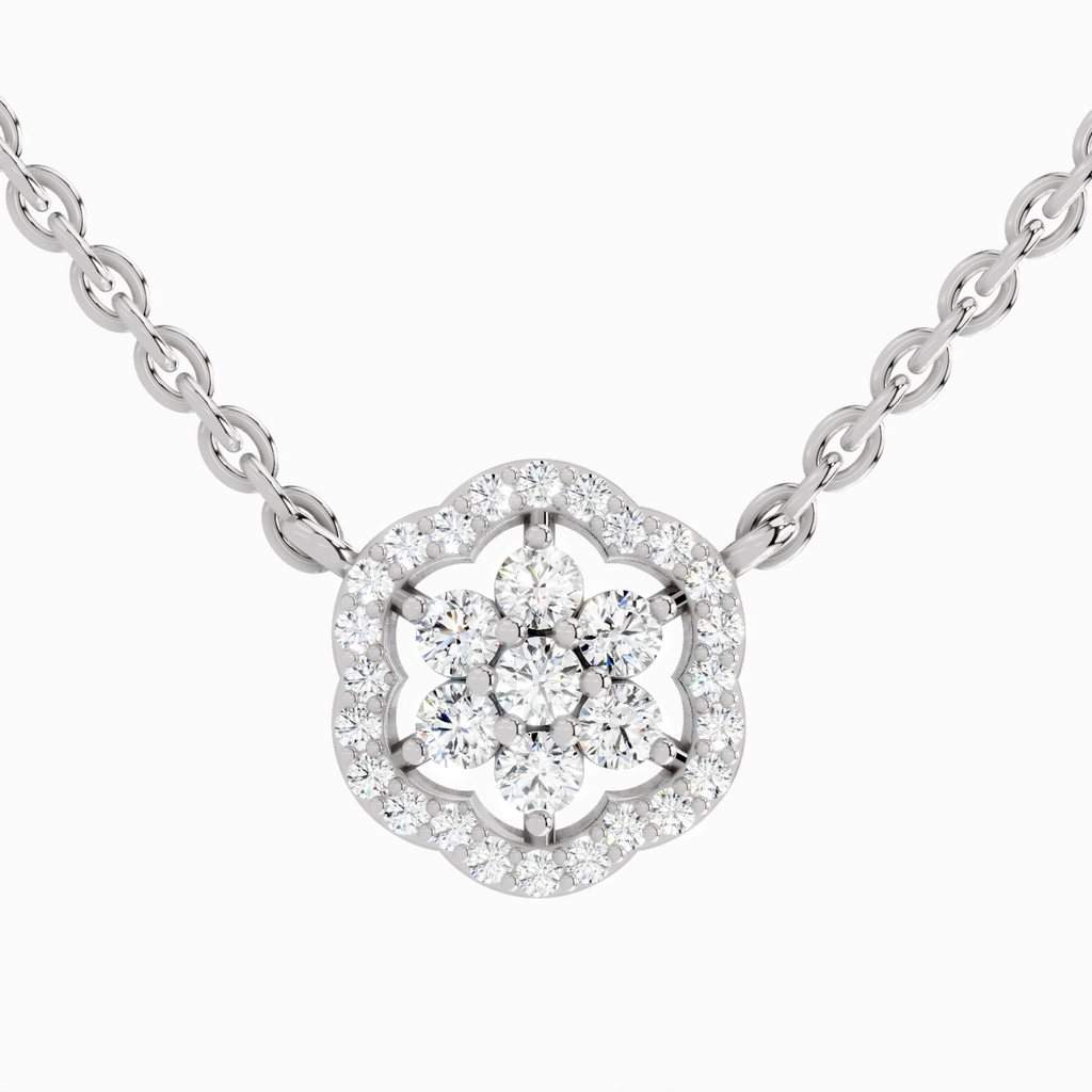 0.46 ct Flower Pendant Necklace in 14K