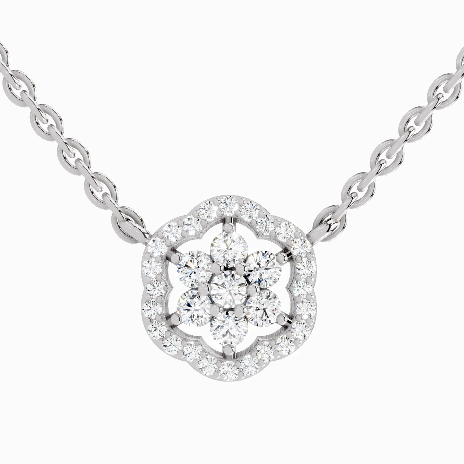 0.46 ct Flower Pendant Necklace in 14K