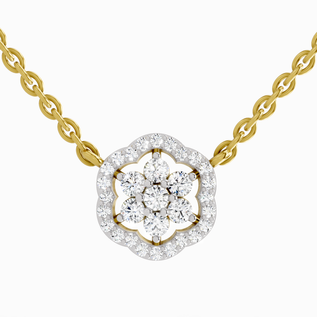 0.46 ct Flower Pendant Necklace in 14K