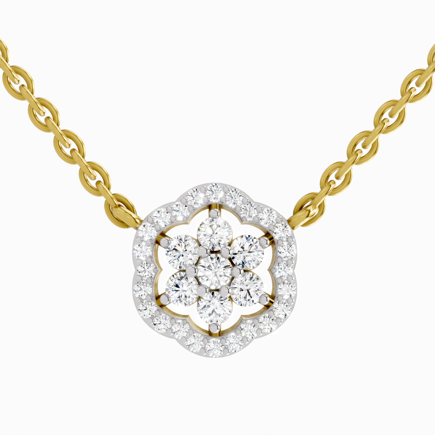 0.46 ct Flower Pendant Necklace in 14K
