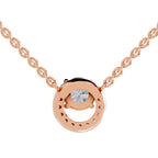 1.15 Ct Round Shape Halo Diamond Necklace | 14K Yellow Gold