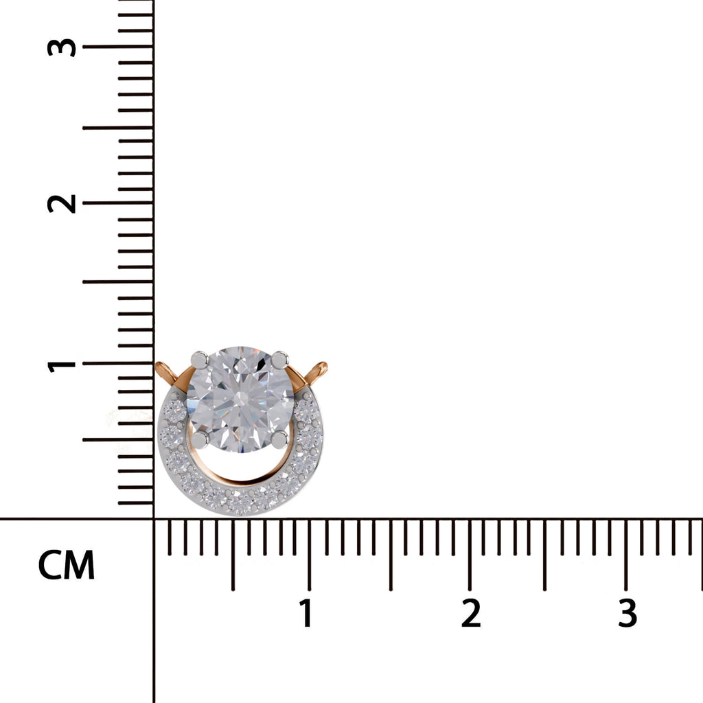 1.15 Ct Round Shape Halo Diamond Necklace | 14K Yellow Gold
