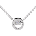1.15 Ct Round Shape Halo Diamond Necklace | 14K Yellow Gold