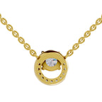 1.15 Ct Round Shape Halo Diamond Necklace | 14K Yellow Gold